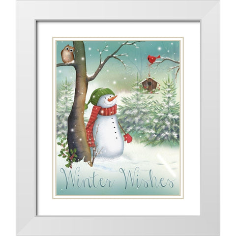 Winter Wishes White Modern Wood Framed Art Print with Double Matting by P.S. Art