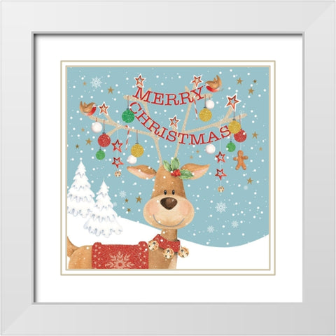 Merry Christmas  White Modern Wood Framed Art Print with Double Matting by P.S. Art