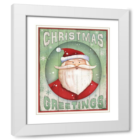Christmas Greetings White Modern Wood Framed Art Print with Double Matting by P.S. Art