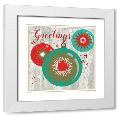 Greetings White Modern Wood Framed Art Print with Double Matting by P.S. Art