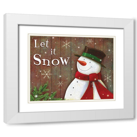 Let it Snow  White Modern Wood Framed Art Print with Double Matting by P.S. Art