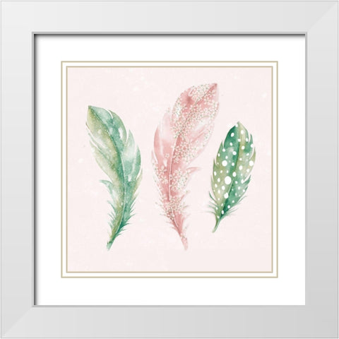Feather Fun II White Modern Wood Framed Art Print with Double Matting by P.S. Art