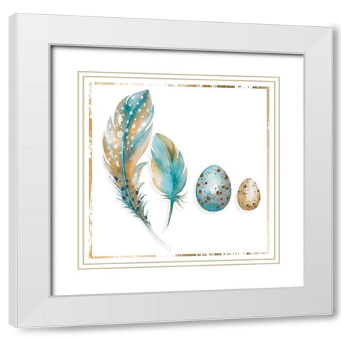 Blue Feather Bliss III White Modern Wood Framed Art Print with Double Matting by P.S. Art