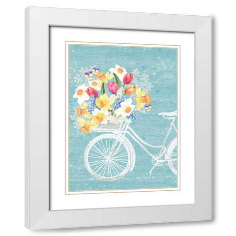 Spring Time White Modern Wood Framed Art Print with Double Matting by P.S. Art