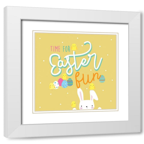 Easter Fun White Modern Wood Framed Art Print with Double Matting by P.S. Art