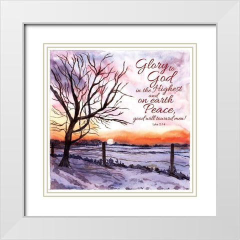 Glory to God White Modern Wood Framed Art Print with Double Matting by P.S. Art