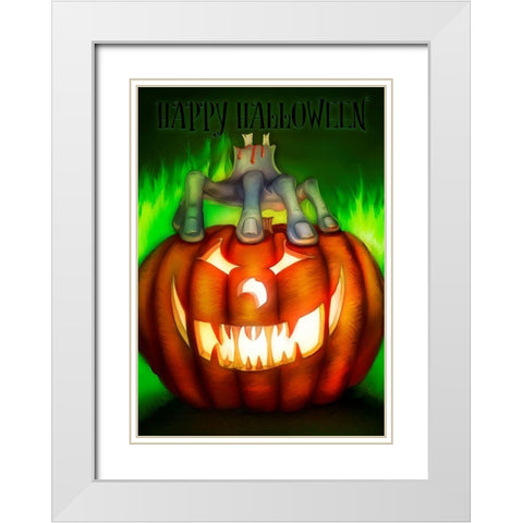 Pumpkin White Modern Wood Framed Art Print with Double Matting by P.S. Art
