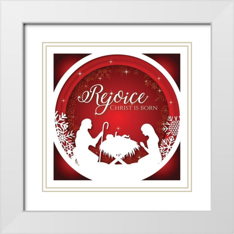 Rejoice White Modern Wood Framed Art Print with Double Matting by P.S. Art