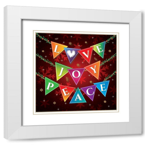 Love Joy Peace White Modern Wood Framed Art Print with Double Matting by P.S. Art