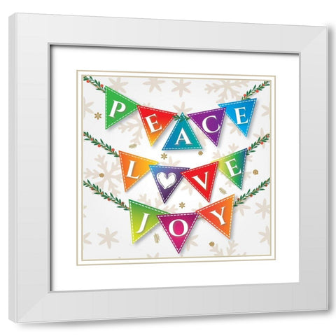 Peace Love Joy White Modern Wood Framed Art Print with Double Matting by P.S. Art