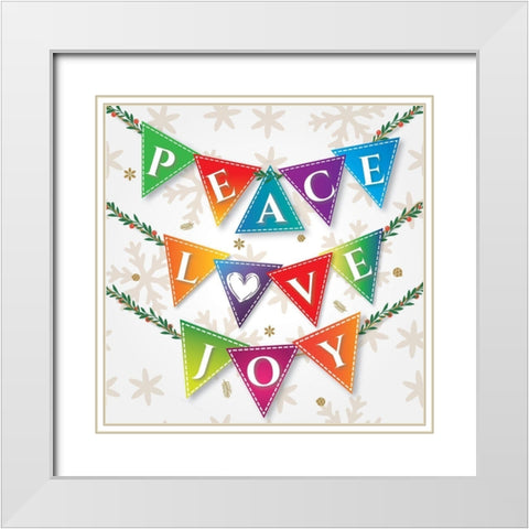 Peace Love Joy White Modern Wood Framed Art Print with Double Matting by P.S. Art