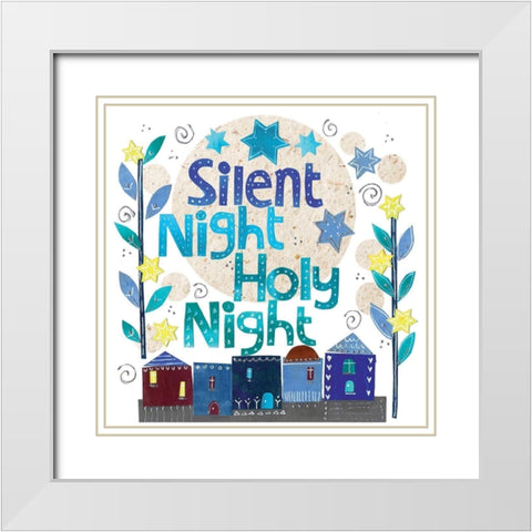 Silent Night White Modern Wood Framed Art Print with Double Matting by P.S. Art