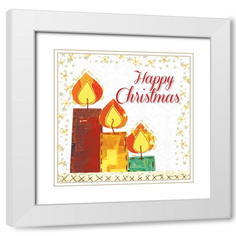Happy Christmas White Modern Wood Framed Art Print with Double Matting by P.S. Art