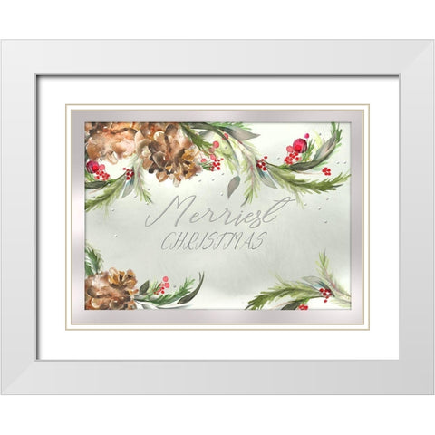Merriest Christmas White Modern Wood Framed Art Print with Double Matting by P.S. Art