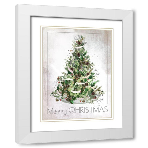 Merry Christmas White Modern Wood Framed Art Print with Double Matting by P.S. Art