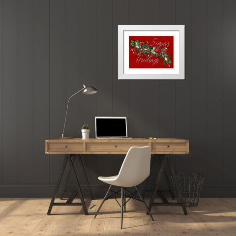 Seasons Greetings White Modern Wood Framed Art Print with Double Matting by P.S. Art