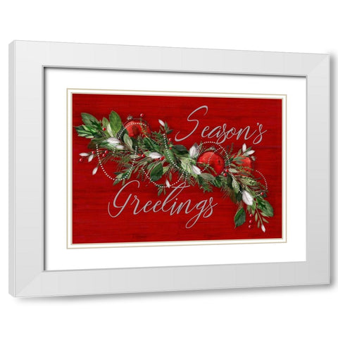 Seasons Greetings White Modern Wood Framed Art Print with Double Matting by P.S. Art