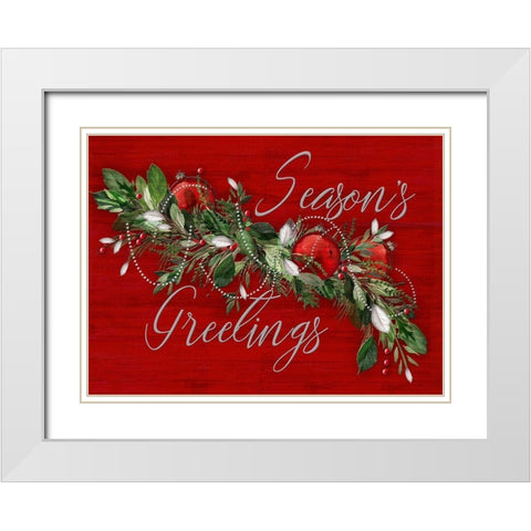 Seasons Greetings White Modern Wood Framed Art Print with Double Matting by P.S. Art