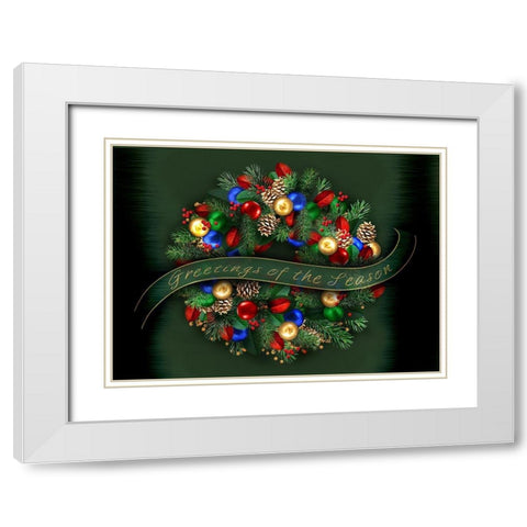 Greetings to the Season White Modern Wood Framed Art Print with Double Matting by P.S. Art