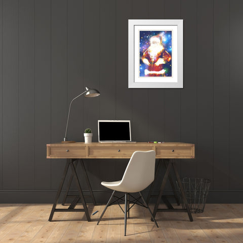 Santa White Modern Wood Framed Art Print with Double Matting by P.S. Art