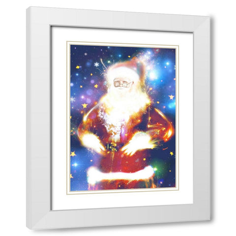 Santa White Modern Wood Framed Art Print with Double Matting by P.S. Art