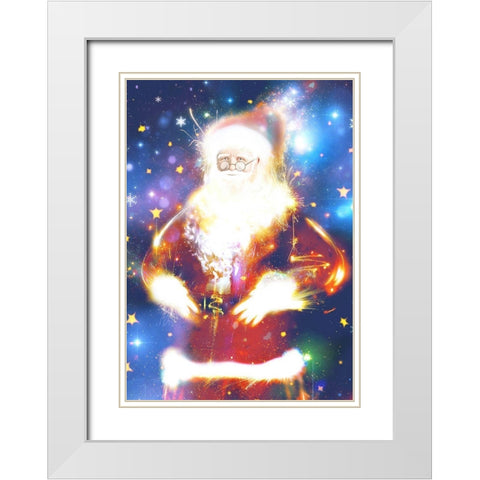 Santa White Modern Wood Framed Art Print with Double Matting by P.S. Art
