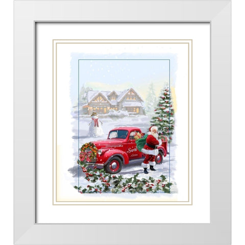 Santa Delivery White Modern Wood Framed Art Print with Double Matting by P.S. Art