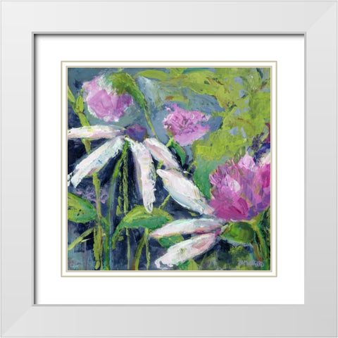 Lavender Flower Fields White Modern Wood Framed Art Print with Double Matting by Pamela J. Wingard