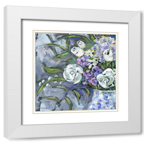 Blue and White Lavender White Modern Wood Framed Art Print with Double Matting by Pamela J. Wingard
