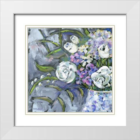 Blue and White Lavender White Modern Wood Framed Art Print with Double Matting by Pamela J. Wingard