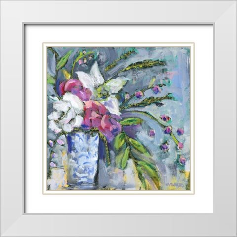 Blue and White Lavender II White Modern Wood Framed Art Print with Double Matting by Pamela J. Wingard