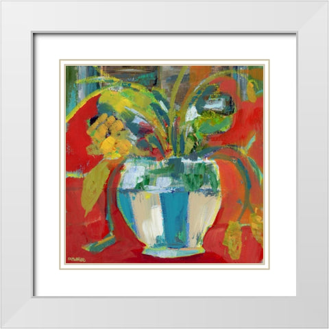 Abstract Floral II White Modern Wood Framed Art Print with Double Matting by Pamela J. Wingard