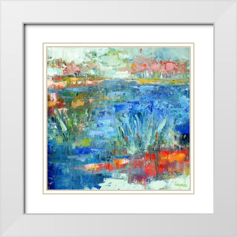 Blue Marsh White Modern Wood Framed Art Print with Double Matting by Pamela J. Wingard
