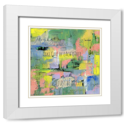 Abstract Family Rules White Modern Wood Framed Art Print with Double Matting by Pamela J. Wingard