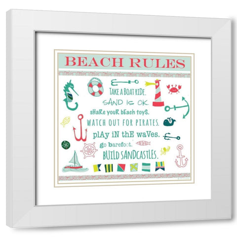 Beach Rules Ahoy White Modern Wood Framed Art Print with Double Matting by Pamela J. Wingard