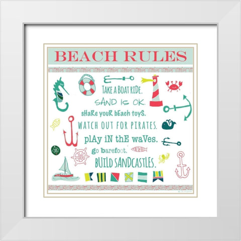 Beach Rules Ahoy White Modern Wood Framed Art Print with Double Matting by Pamela J. Wingard