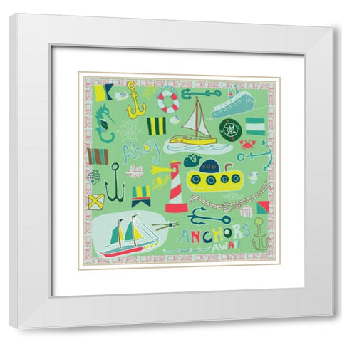Ahoy White Modern Wood Framed Art Print with Double Matting by Pamela J. Wingard