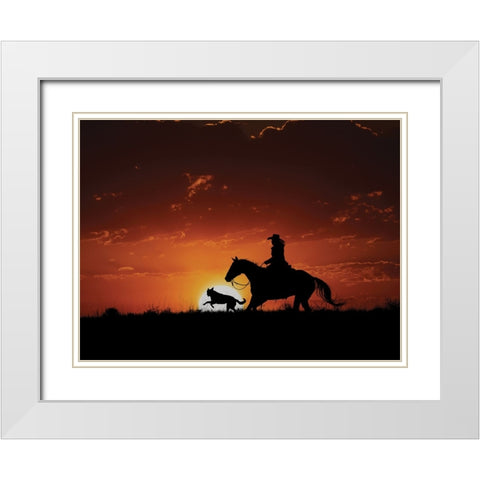Scarlet Sunset White Modern Wood Framed Art Print with Double Matting by PBurchettPhoto