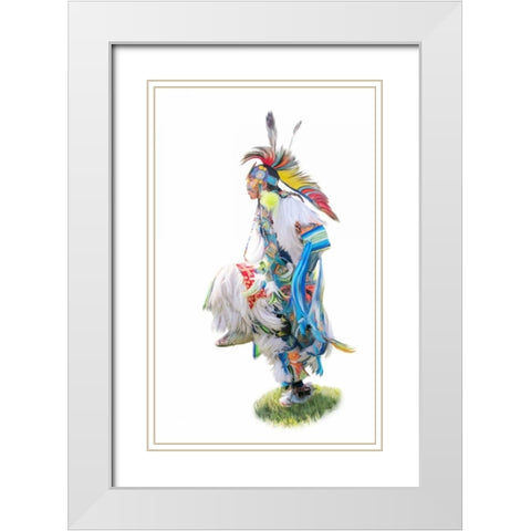 Native American Dancer White Modern Wood Framed Art Print with Double Matting by Murdock, Ramona