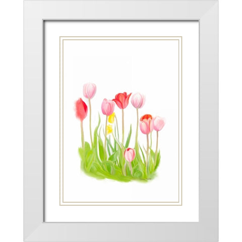 Tulips IV White Modern Wood Framed Art Print with Double Matting by Murdock, Ramona
