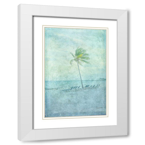 Palm I White Modern Wood Framed Art Print with Double Matting by Murdock, Ramona