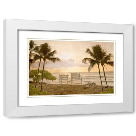 Two at the Beach White Modern Wood Framed Art Print with Double Matting by Murdock, Ramona