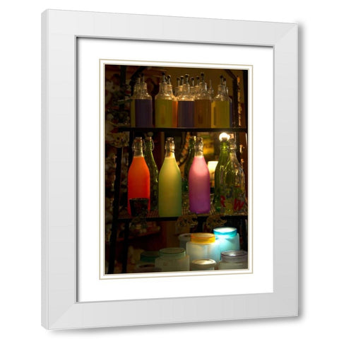 Colorful Bottles White Modern Wood Framed Art Print with Double Matting by Murdock, Ramona