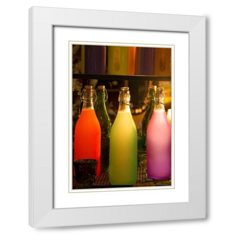Colorful Bottles White Modern Wood Framed Art Print with Double Matting by Murdock, Ramona