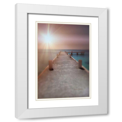 Pier Sunset White Modern Wood Framed Art Print with Double Matting by Murdock, Ramona