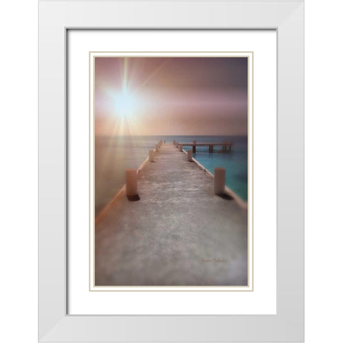 Pier Sunset White Modern Wood Framed Art Print with Double Matting by Murdock, Ramona