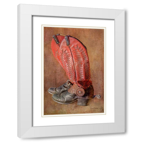 His Workin Boots White Modern Wood Framed Art Print with Double Matting by Murdock, Ramona