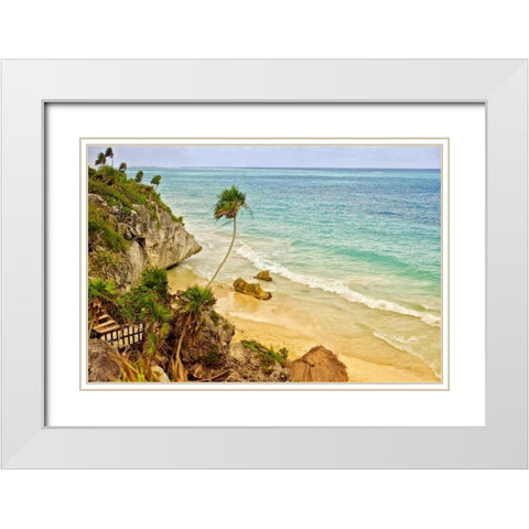 Tulum Beach White Modern Wood Framed Art Print with Double Matting by Murdock, Ramona
