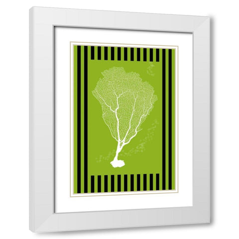 Cora Green Stripe White Modern Wood Framed Art Print with Double Matting by Murdock, Ramona