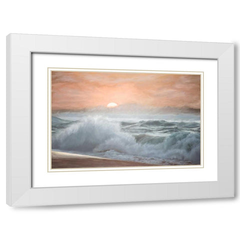 Heavy Seas at Sunset II White Modern Wood Framed Art Print with Double Matting by Murdock, Ramona